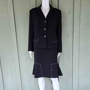 NWT LE SUIT Black Career Skirt Suit 14P Petite